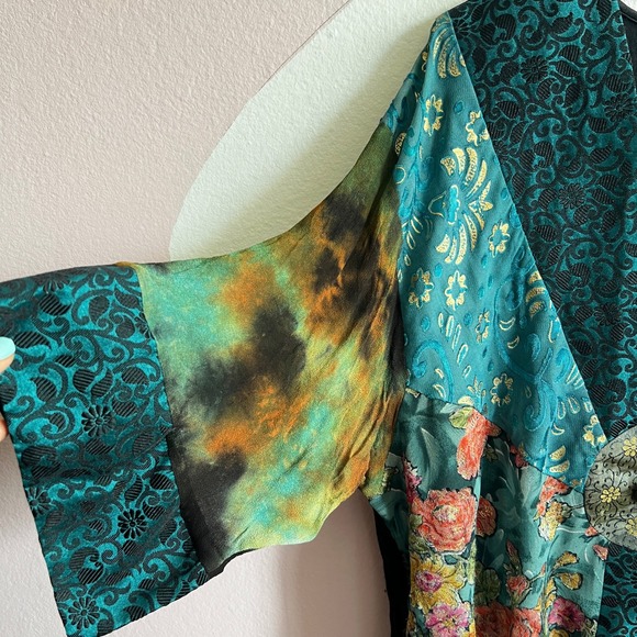 Sterling Styles Kimono Jacket One Size Patchwork Art To Wear Vintage Boho - Picture 2 of 7